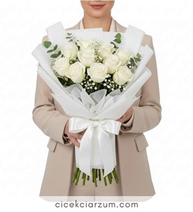 beyaz gül buketi konya, konya gül siparişi